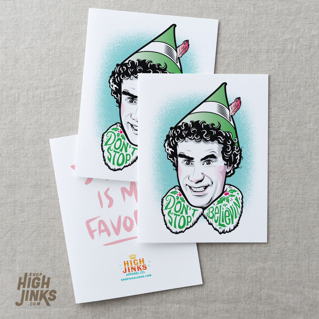 Don't Stop Believin' Elf Greeting Card Set