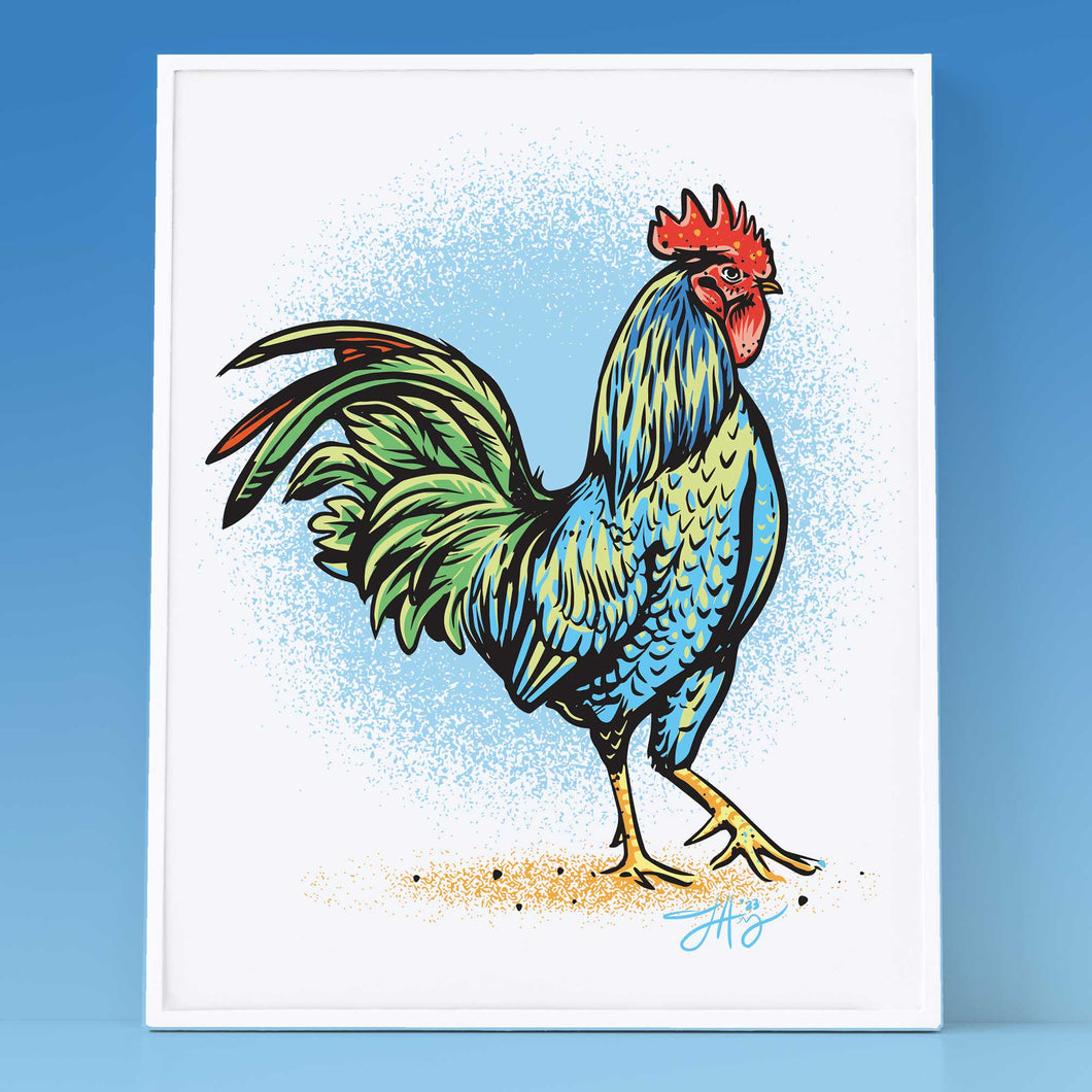 Colorful Rooster : Archival Print