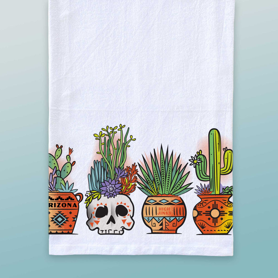 Potted Cactus : Tea Towel