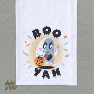 BOO YAH Ghost : Halloween Tea Towel