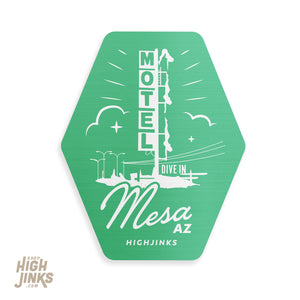 Local Love Mesa Diving Lady : 3.5" Brushed Aluminum Vinyl Sticker