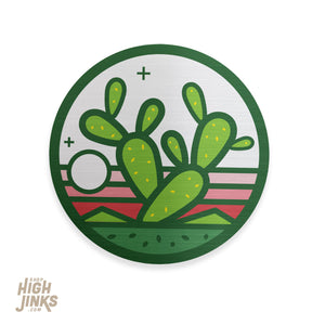 Prickly Pear Cactus : 3" Brushed Aluminum Vinyl Sticker