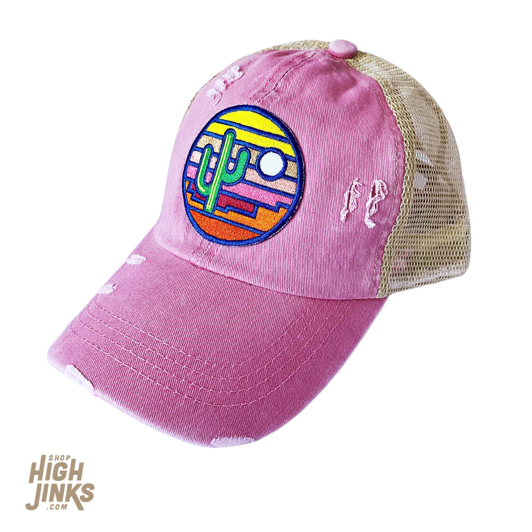 Stained Glass Sunset : Ponytail Trucker Hat