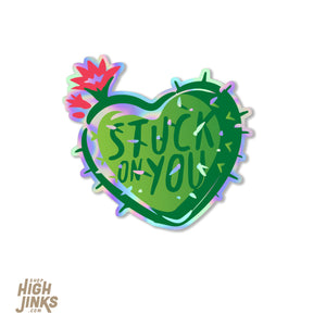 Stuck on You Cactus: 3" Holographic Detailed Vinyl Sticker