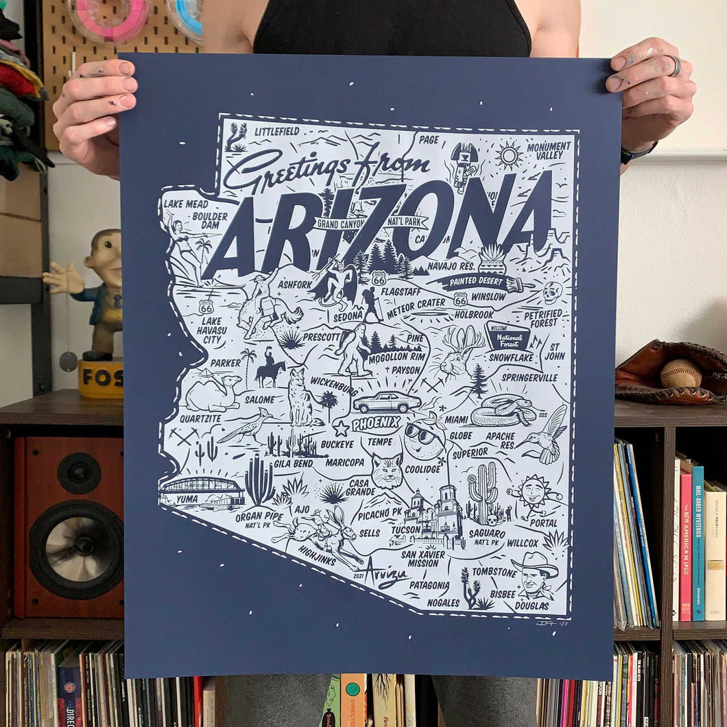 Illustrated Map of Arizona: 19 x 25