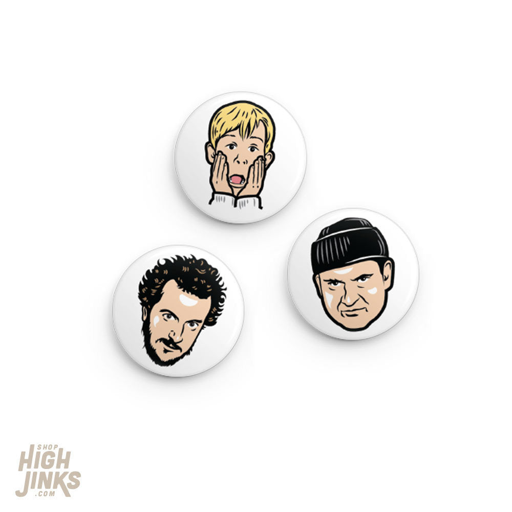 Kevin, Marv + Harry Pinback Buttons: 1.25