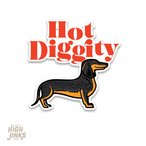 Hot Diggity Dachshund : 2.75" High Gloss Vinyl Sticker